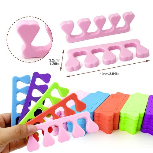 50pcs Toe Separators for Nail Polish, Soft Sponge Pedicure Toe Separators for Women Nail Polish, Premium Toenail Divider Polishing Tool Kit 5 Colors