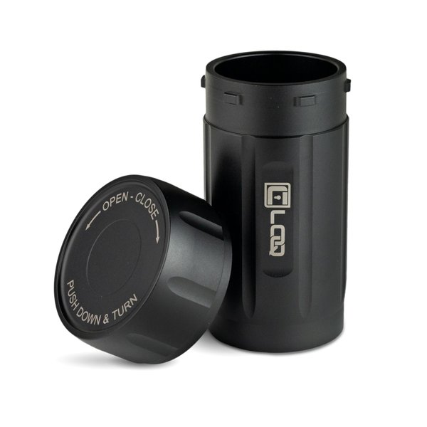 Canniloq TXD120 Premium Rugged Airtight Jar and Storage Container Keeps Herbs Spices Fresh, Zytel Nylon, 120ml (Black Body, Black Cap)