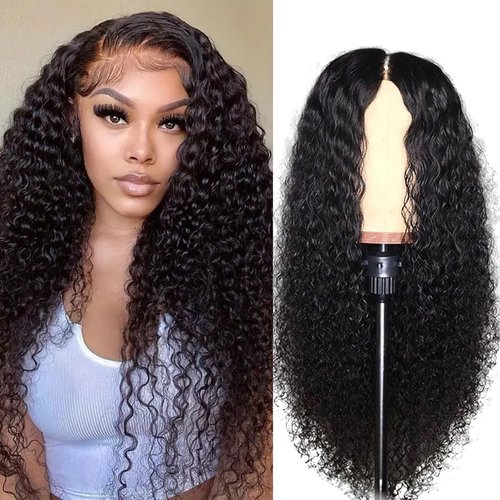 AUOCATTAIL 13x6 Lace Front Wigs Curly Wigs HD Transparent Pre Plucked Glueless Human Hair 180 Density Deep Part Curly Wigs for Women Natural Color (26 Inch)