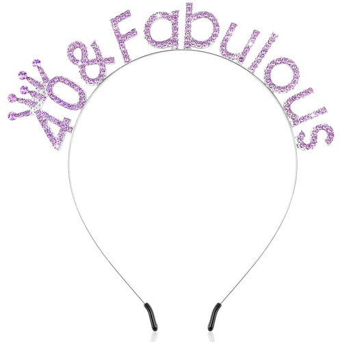 SuPoo Purple 40th Birthday Crown Headband 40th Birthday Decorations Women 40 & Fabulous Birthday Tiara Headband 40 Birthday Gifts for Her 40 Year Old Party Decorations Happy Birthday Hair Accessories