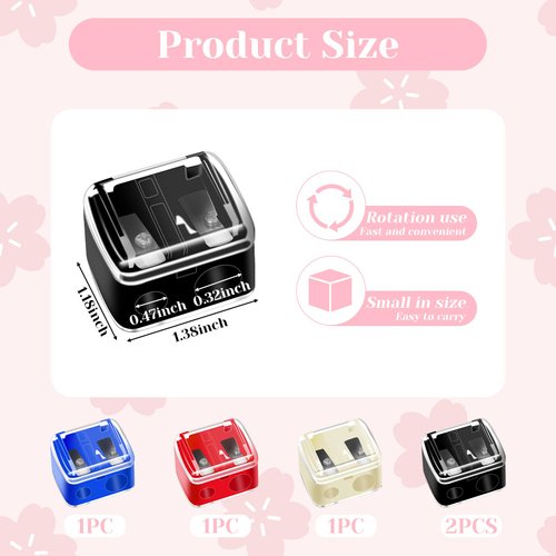 5 Pack Make Up Pencil Sharpener, Lip Liner Pencil Sharpener, Cosmetic Pencil Sharpener, Colored Cosmetic Lip Pencil Sharpener Hand Pencil Sharpener for Eyeliner Lip Liner Pencils, Multi Colors