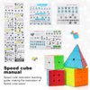 AuntyFey Speed Cube Set,4 Pack Speed Magic Cube Set with Speed Cube 3x3,2x2 Speed Cube,4x4 Speed Cube,Pyramid Speed Cube,Stickerless Speed Cube for Kids Toddlers Adults,Puzzle Cube Bundle Set for Kid