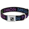 Dog Collar Seatbelt Buckle Swagg Black Zebra Multi Neon 16 to 23 Inches 1.5 Inch Wide