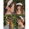 luzen 1Pcs Crochet Headbands Elastic Macrame Boho Headbands Braided Hairband Headpiece Headwrap Headwear Hair Accessories for Women Girls Sport and Fashion, Beige