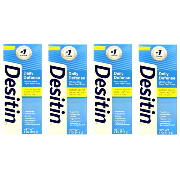 DESITIN Rapid Relief Zinc Oxide Diaper Rash Cream 4 oz ( Pack of 4)