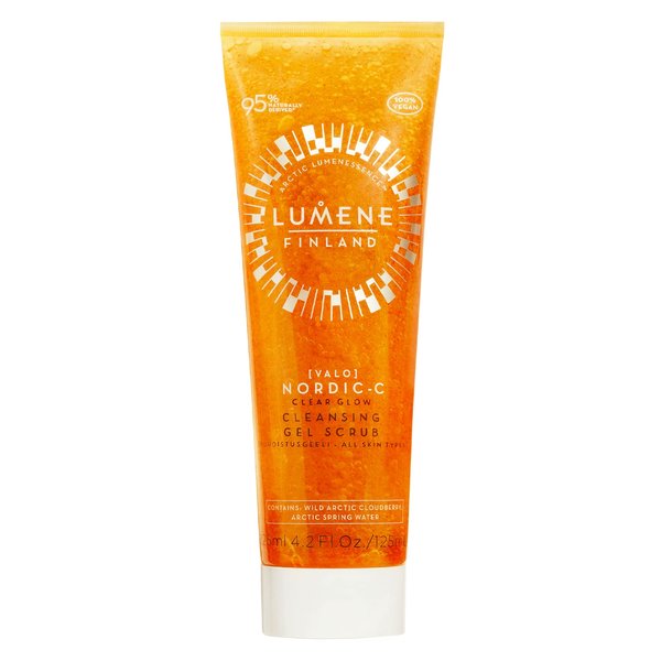 Lumene [Valo] Nordic-C Clear Glow Cleansing Gel Scrub - Exfoliating Face Scrub with Vitamin C + Biodegradeable Beads - Radiance-Boosting Facial Cleanser for Women + Men - 100% Vegan Skincare (125ml)