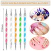 AROIC 28 Pcs Acrylic Nail Brush Set Including 7 Pcs UV Gel Nail Art Brushes, 6 Pcs 3D Nail Extension Brush, 5Pcs Double Ended Dotting Nail Pen For Nail Art DIY With White Box, colorful