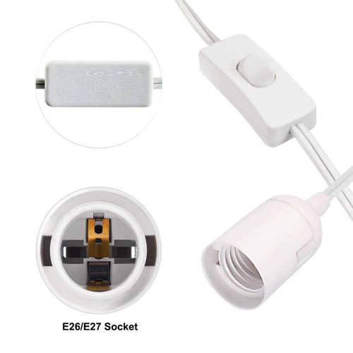 Simple Deluxe 1-Pack 15 Feet Extension Hanging Lantern Pendant Light Lamp Cord Cable E26 Socket (no Bulb Included) On/Off Switch, 6-Pack Lamp Cord