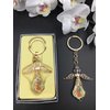 12 Gold Lady Guadalupe Angel Key Chain Crystal Baptism, First Communion, Confirmation, Party Pack