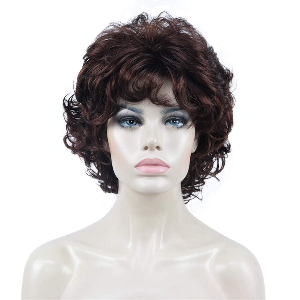 Aimole Synthetic Short Curly Wigs Heat Resistant Full Capless Hair Women Wig (33A)