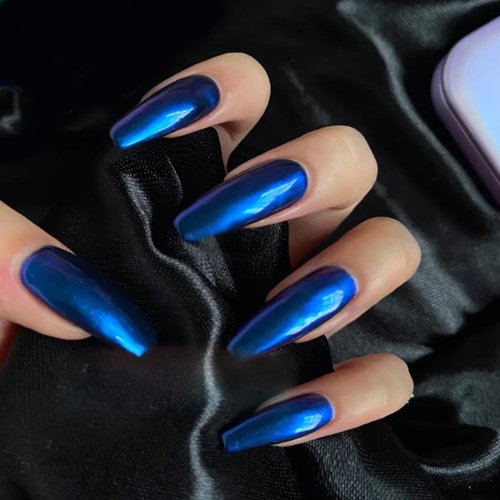1 Box Mirror Nail Art Glitter Powder Holographic Metallic Gold Sliver Dust Sequins UV Gel Nail Chrome Pigment Decoration (Blue)