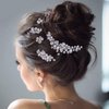 Sparkly Wedding Hair Combs, 5PCS Crystal Flwoer Hair Clips Bride Bridesmaid Hair Sides Comb Rhinestone Barrettes, Crystal Flower Hair Pins Hair Accessories for Women Girls (White)