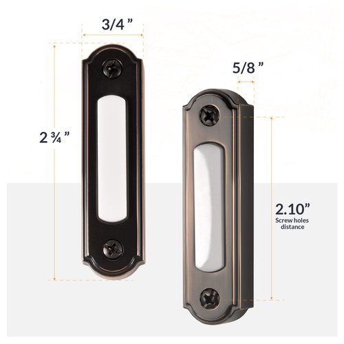 Newhouse Hardware LED Lighted Metal Door Chime Push Button (Oil-Rubbed Bronze) | Surface Mount Lighted Door Bell Button | Replacement Wired Doorbell Button for Most Door Bell Chimes