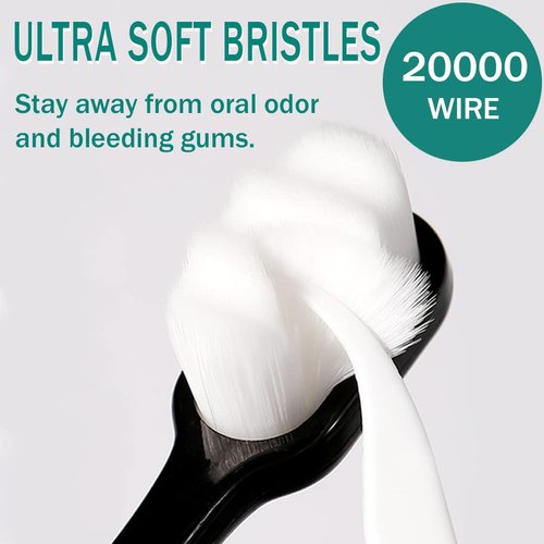 GoldDawn Extra Soft Toothbrush for Sensitive Teeth and Gums， Micro Fur Manual Toothbrush with 20000 Ultra Soft Bristle, Excellent Cleaning Effect， Perfect for Kids & Adults (6 Pack)