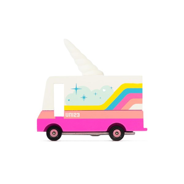 Candylab Toys CANDYCAR® Wooden Food Truck Collection - Unicorn 2.0 Van, Premium Handcrafted Beech Wood Toy Car