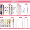 Hair Face Gems Rhinestones with Makeup Glue, Flat Back Colorful Jewels Crystal Half Round Pearl Gold Holographic Glitters Sequins Kit, Wax Pencil Tweezer and Brush for Face Eye Hair Body Makeup