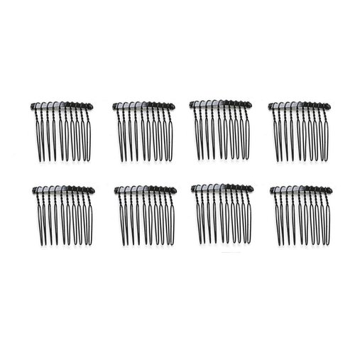 10 PCS 10 Teeth/4cm Long Hair Clip Combs Metal Wire Hair Combs Wire Twist Bridal Wedding Party Comb Barrettes Hair Pins Veil Hair Comb Bulk For Women Girls (Black)