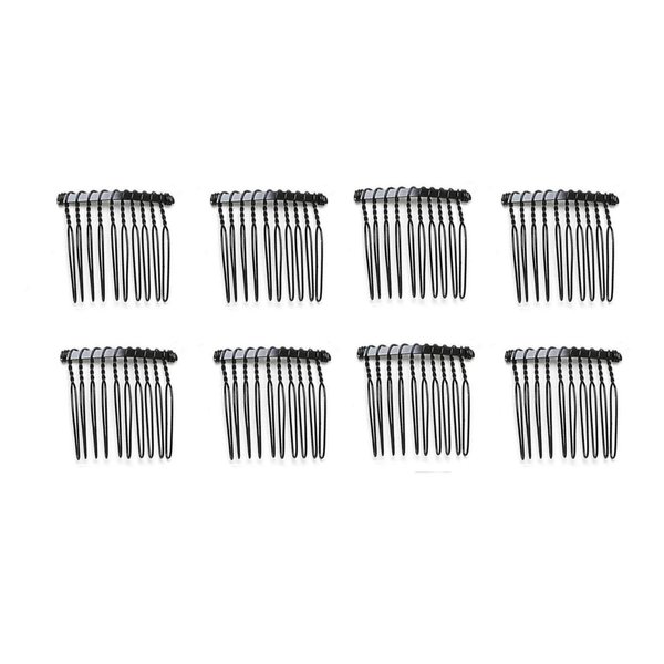 10 PCS 10 Teeth/4cm Long Hair Clip Combs Metal Wire Hair Combs Wire Twist Bridal Wedding Party Comb Barrettes Hair Pins Veil Hair Comb Bulk For Women Girls (Black)