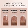 btartboxnails XCOATTIPS French Tip Nails, 160pcs Short Square Brown French Tip Press on Nails, French Tip Gel Nails for DIY Nail Art