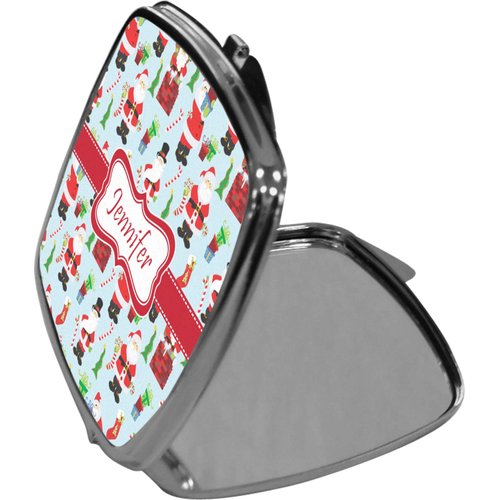 Personalized Santa and Presents Compact Makeup Mirror w/Name or Text