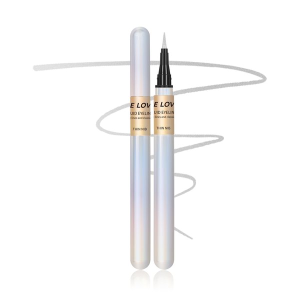 MIESCHER Silver Liquid Eyeliner Waterproof Smudge-Proof Eyeliner Pencil, Precision Felt Eyeliner, Ultra-Fine Tip, Transfer Proof Long-Lasting Quick-Dry Smooth Gel Eyeliner Pen Makeup (04# SILVER)