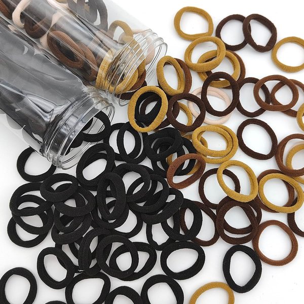 200 pcs Hair Ties, DaKuan Hair Ties No Damage, Hair Scrunchies, Seamless Towel Ring, No Crease Ponytail Holders, Suitable for Long Hair, Medium-Length Hair Decoration, Fixed (Black and Brown)