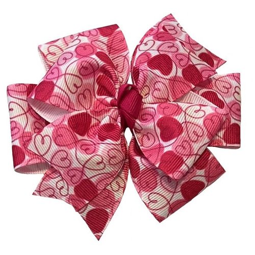 Valentine's Day Heart Swirl Pinwheel Hair Bow