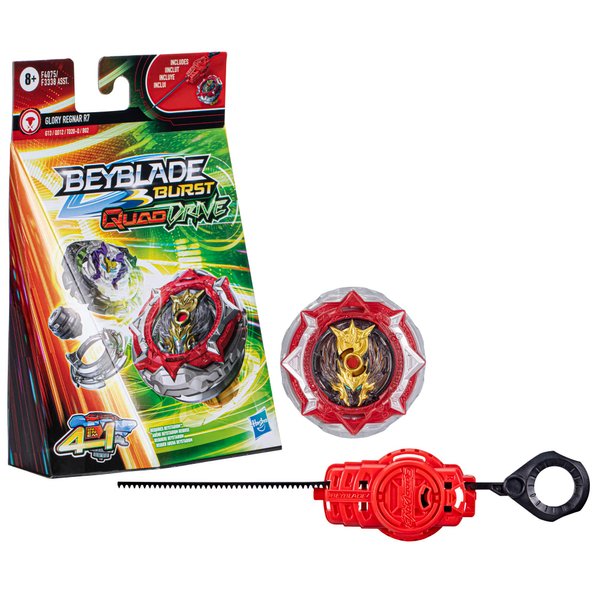 Beyblade Burst QuadDrive Glory Regnar R7 Spinning Top Starter Pack - Defense/Balance Type Battling Game with Launcher, Toy for Kids