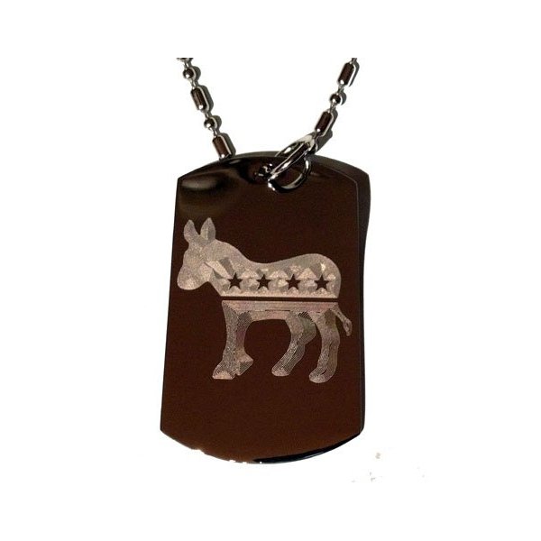 Democrat Democratic Party Donkey Political Vote Election 2012 Logo Symbols - Military Dog Tag Luggage Tag Key Chain Keychain Metal Chain Necklace