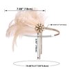 SWEETV 1920s Headpiece Flapper Headband, Rhinestone Pearl Feather Hair Band Great Gatsby Headpiece Accessoreis for Women,Champagne