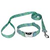 Country Brook Petz - Premium Dog Collar and Leash Set - Five Paisley Collection (Green Paisley, 1 Inch, Medium)