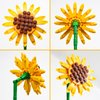 MEIEST Building Blocks Flower Bouquet Plant kit,Creative Artificial Flowers Botanical Collection Construction Building Bricks Toy,Eternal Flowers Home Decor (3 Packs Sunflower)