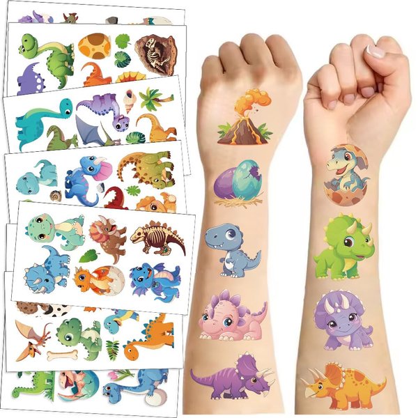 Y 10 Sheet Dinosaur Temporary Tattoo Stickers Boys Girls Makeup Festival Carnival Birthday Party Fake Body Tattoos for Ancient Animal Theme Face Tattoos Body Tattoos