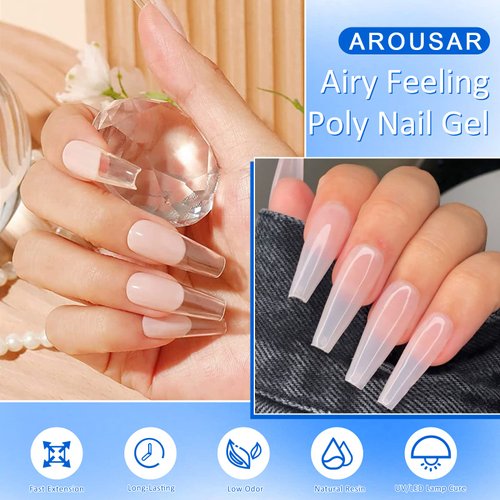 Arousar Poly Nail Gel, 60g Autumn Nail Extension Gel, Builder Clear Color Gel Nail Gel Enhancement Trendy Nail Art Design, Thanksgiving Day & Halloween DIY Salon Home Gift for Beginner