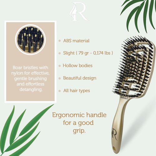 Redwox - Boar Bristle & Nylon Brush Set - Ideal for Dry and Wet Hair - Detangler for All Types (Curly, Thick, Straight) - Quick Smooth & Detangle - Perfect Brushes For The Familye
