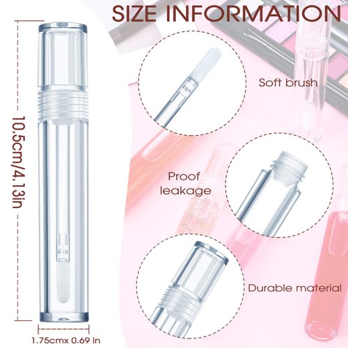 Patelai 30 Pieces Empty Lip Gloss Tubes 5 ml Transparent Lip Gloss Containers Clear Refillable Lipstick Container Lip Balm Bottles Eyelash Growth Liquid Tube Cosmetic Container with Rubber Stoppers