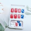 24Pcs Independence Day Press on Nails Short Square Fake Nails American Stripe Star Designs Glitter Full Cover Red Nails Glue on Nails Artificial Acrylic False Nails for Women DIY 4th of July Nail