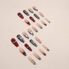 24 Pcs Halloween Fake Nails Long Black Spider Web Press on Nails Black Red French Tip False Nails Full Cover Halloween Glue on Nails Square Artificial Nails Halloween Acrylic Stick on Nails for Women