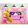 Princess Backdrop for Birthday Party Decorations Princess Peach Background for Baby Shower Party Cake Table Decorations Supplies Princess Peach Theme Banner 5x3ft