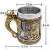 alikiki Medieval Dungeons and Dragons Coffee mug - 15.8oz Stainless Gold Roaring Dragon Beer Drink Mug for GOT Dragon Lovers Collector Ideal Novelty Gothic Father Day Gift Party Decoration