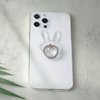 [2 Pack] Transparent Diamond Setting Cell Phone Ring Holder Stand,360 Degree Rotation and 180 Degree Adjustable Finger Ring Kickstand with Polished Electroplated Phone Grip (Bunny)