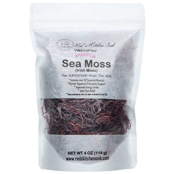 Purple Sea Moss | Irish Moss | Wildcrafted from St. Lucia | 100% Natural | Makes over 50oz Seamoss Gel - 4oz