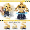 CORPER TOYS 4-Pack Construction Truck Toys Set with Dump Truck Digger Excavator Cement Mixer Truck Friction Powered Car Robot Transform Construction Vehicle for Kids Gift Set