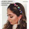 Firuilo Baroque Colorful Headband Crystal Rhinestones Hairband with Beaded Hair Ties Bejeweled Wide Head Band for Women and Girls