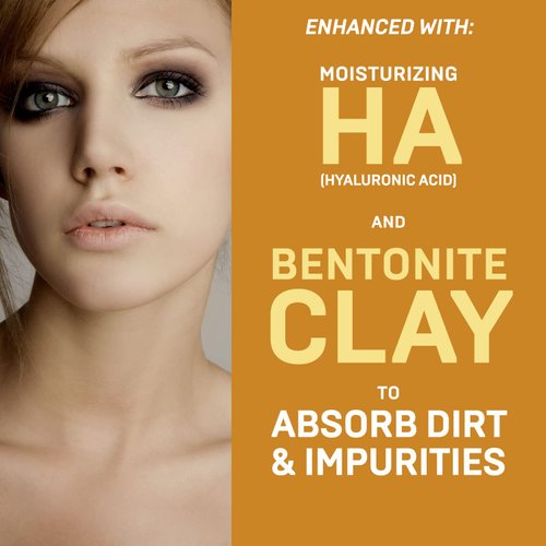 Hyalogic Bentonite Clay Facial Cleanser 8oz Premium Spa Face Wash With Hyaluronic Acid (HA) and Cleansing Clay for Deep Cleaning & Naturally Moisturizing Skin Care - 8 Ounce