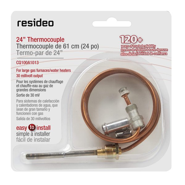 Honeywell Resideo CQ100A1013/U 24-Inch Replacement Thermocouple for Gas Furnaces, Boilers and Water Heaters