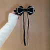 Hair Bows Sparkly Rhinestone Tassel Hair Clips Barrettes Black Bowknot with Long Brocade Tassel Ribbon Claw Hair Accessories for Women and Girls