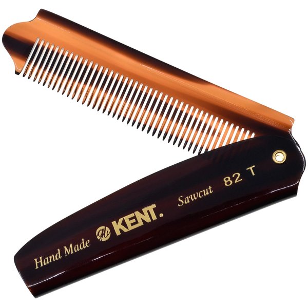 Kent 82T Hair Comb and Wide Tooth Beard Straightener for Hair Care - Folding Saw Cut Wide Tooth Comb Hair Straightener/Switchblade Comb Detangling Comb Hair Straightener Comb (4") (PACK OF 6)