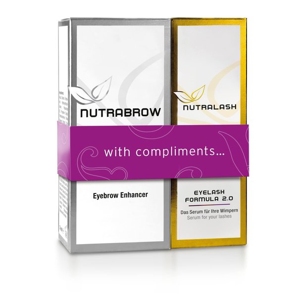 Nutracosmetic - NutraBrow Eyebrow Enhancer & Nutralash Eyelash Formula 2.0 Set I Thicker Brows and Longer Eyelashes in 6-12 Weeks I Lash and Eyebrow Growth Serum I 3ml & 1ml