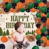 66Pcs Deer Hunting Theme Birthday Party Decorations Set, Hunting Party Supplies with Happy Birthfday Backdrop, Balloons Arch Kit, Deer Hunting Photography Background Party Decors for Kids Adults